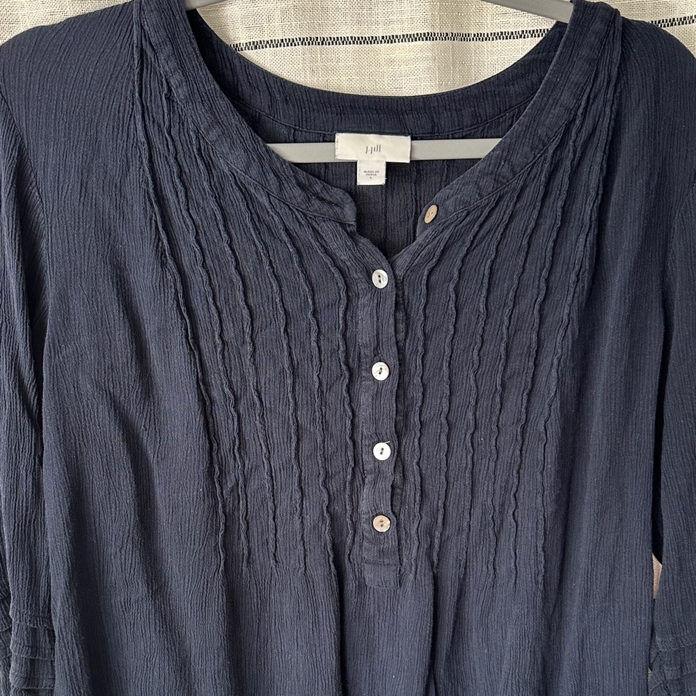 J. Jill Midnight Blue Blouse with Button Detail